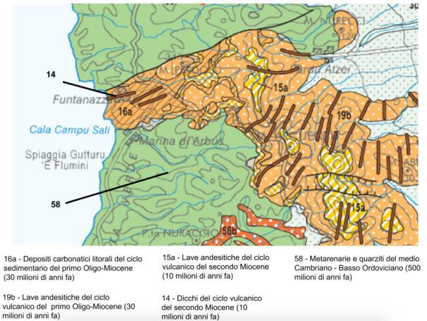 La mappa geologica di Funtanazza