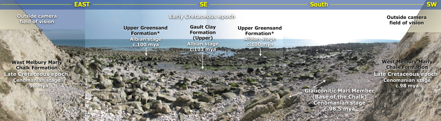 Cow Gap at Beachy Head geology panoramic by Roy Shepherd