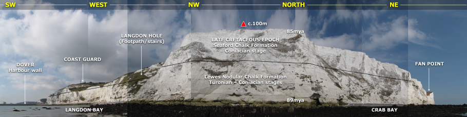 Geology panoramic of cliffs east of Dover by Roy Shepherd